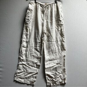 H&M Women’s Cream Linen wide leg Pants Sz 14